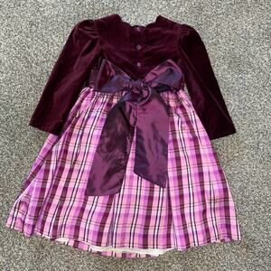 Laura Ashley Velvet and Taffeta Dress Sz 3T Burgundy Pink